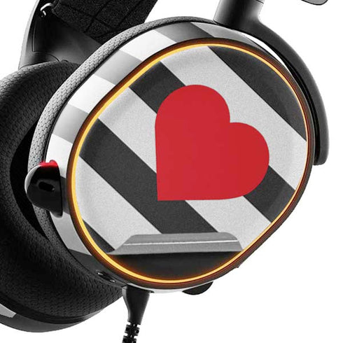 Black And White Striped Heart SteelSeries Arctis 3 Skin